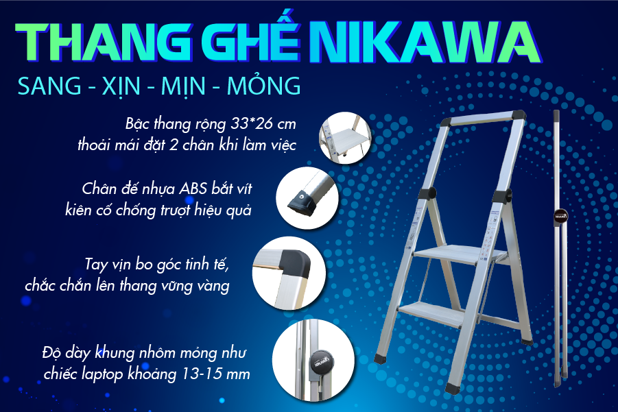 Thang nhôm ghế Nikawa NK-3SL 1 Thang nhôm ghế Nikawa NK-3SL